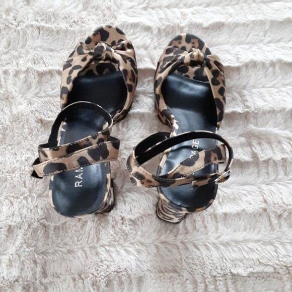 Rampage Leopard Print Heels Size 10M Mob Wife Platform Ankle Strap Y2K - Picture 4 of 8